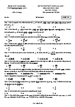 Đề thi thử THPT Quốc gia lần 1 môn Toán - Mã đề 162 - Năm học 2019-2020 - Trường THPT Hậu Lộc 1